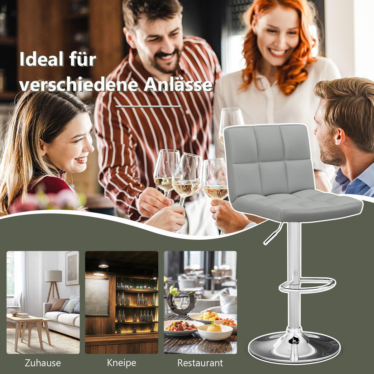 BARHOCKER Grau(2er-Set) - Grau, Metall (43/96.5/42.5cm) - COSTWAY