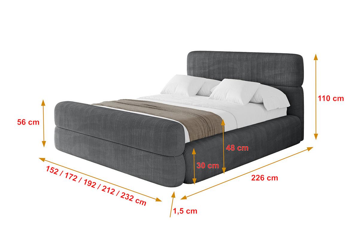 POLSTERBETT mit Bettkasten, Fußteil und Lattenrost, Boxbett ohne Matratze - ENORA-Z 180x200 Dunkelgrau - Anthrazit, Holzwerkstoff/Textil (180/200cm) - ALTDECOR