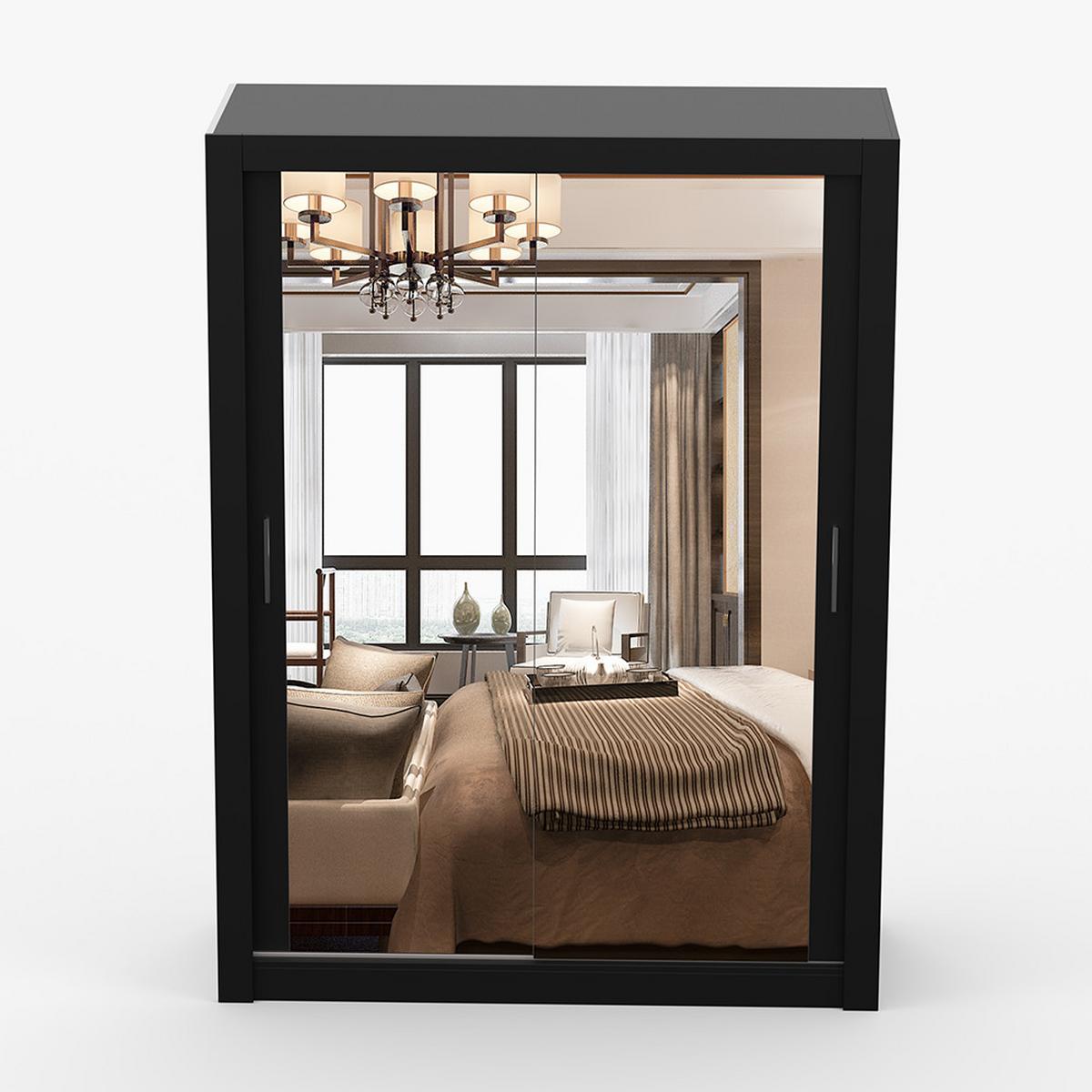 KLEIDERSCHRANK Milan 150 cm, 150/215/64, 2-türig, schwarz - Schwarz, Holzwerkstoff (150/215/64cm) - imoebel24
