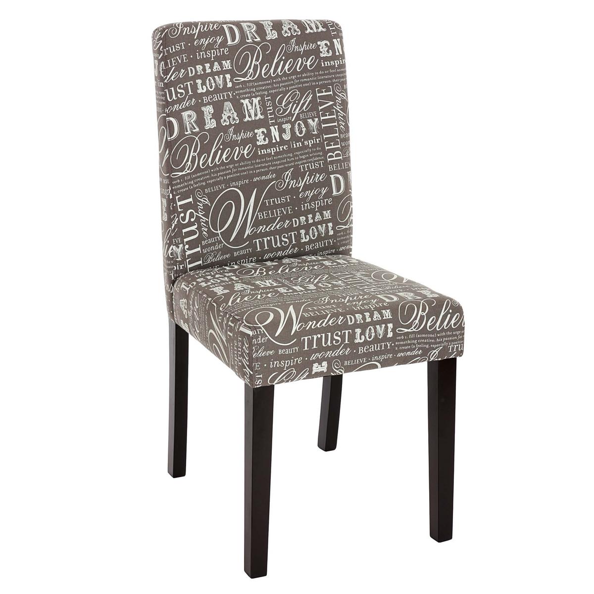 ESSZIMMERSTUHL SCHRIFT Grau, Weiß, Dunkelbraun 4er-Set - Dunkelbraun/Weiß, Textil (43/90/56cm) - MCW