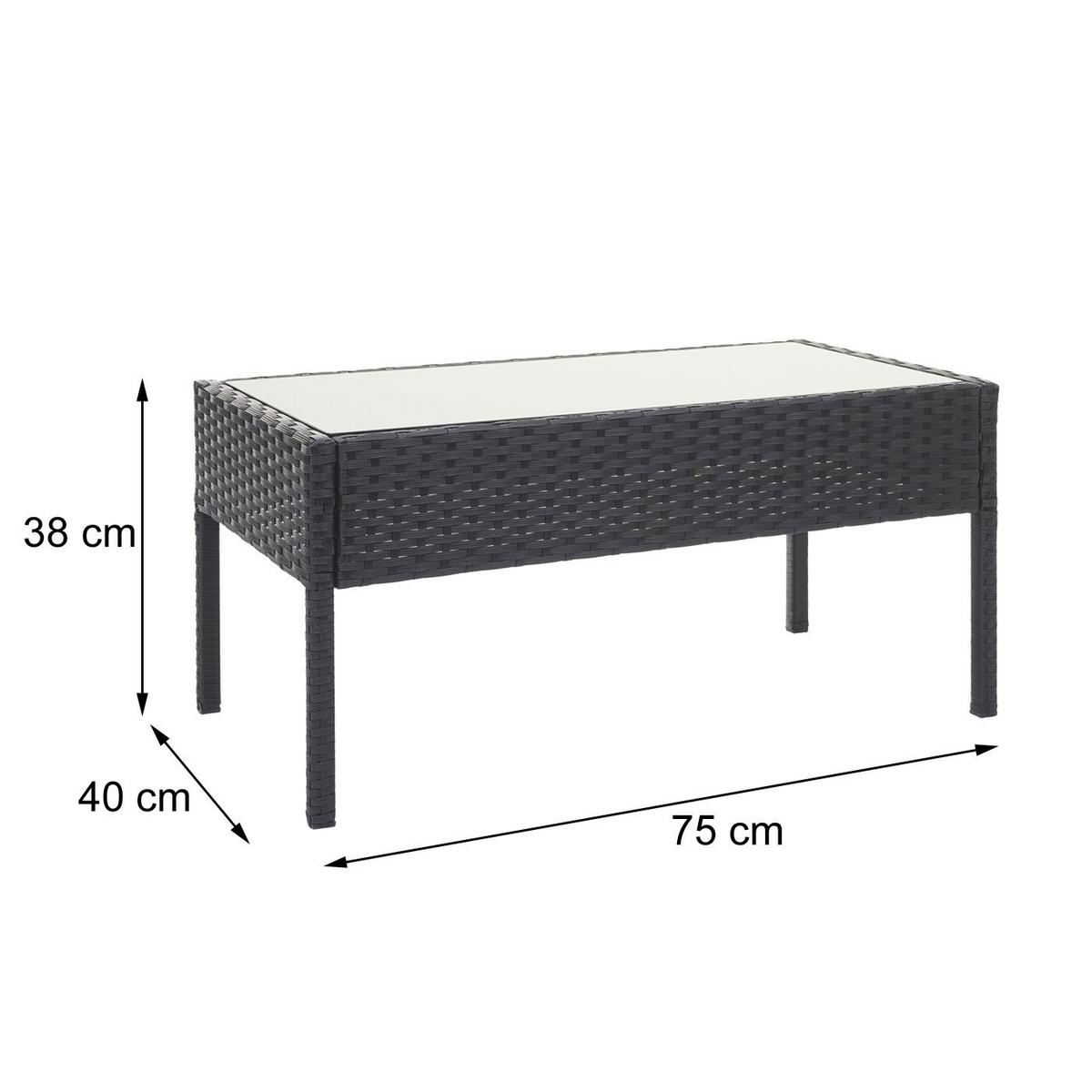 POLY-RATTAN GARNITUR Schwarz, Anthrazit - Anthrazit/Schwarz, Kunststoff - MCW