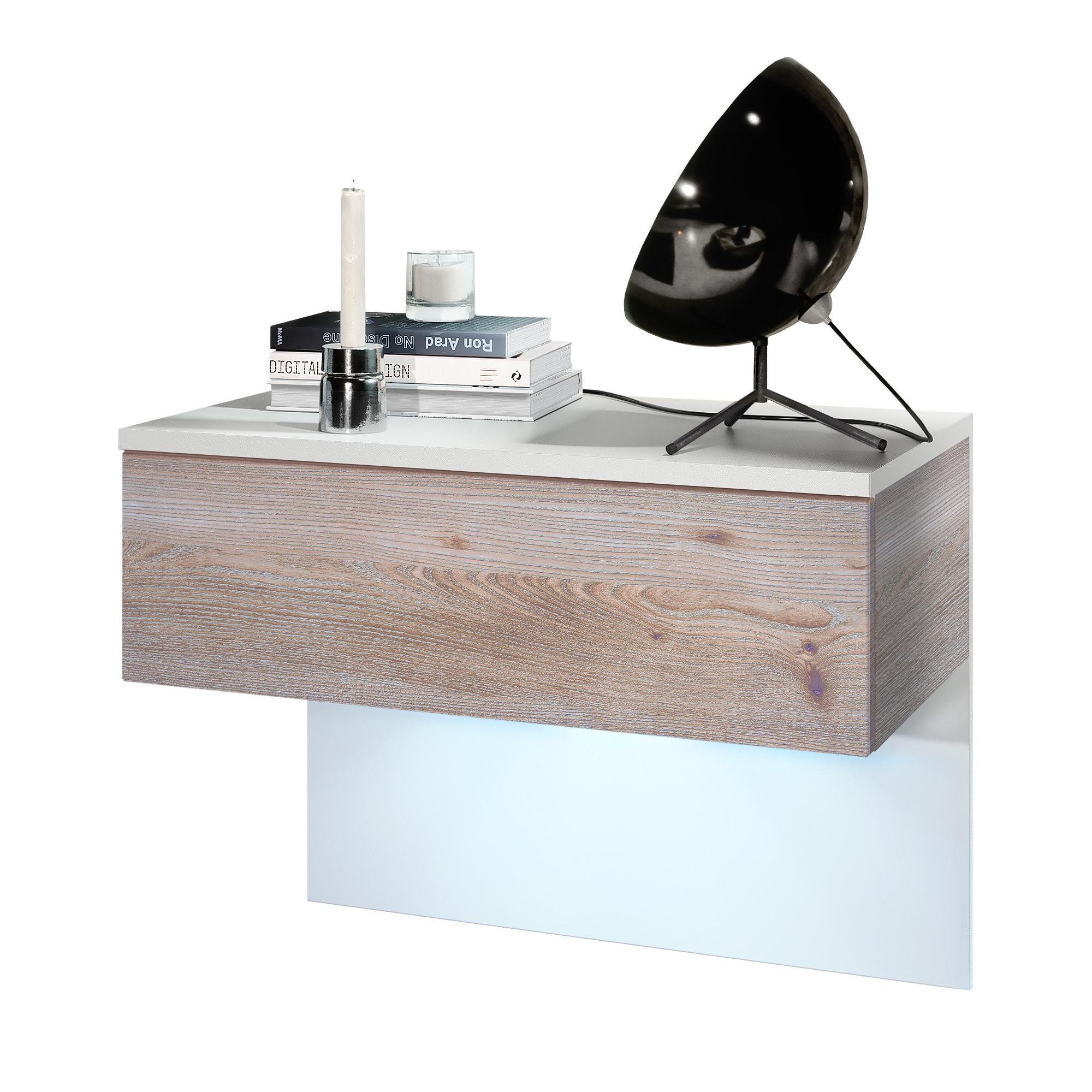 NACHTTISCH Sleep Fronten in Eiche Nordic - Silbereichenfarben, Holzwerkstoff (60/46/35cm) - Vladon