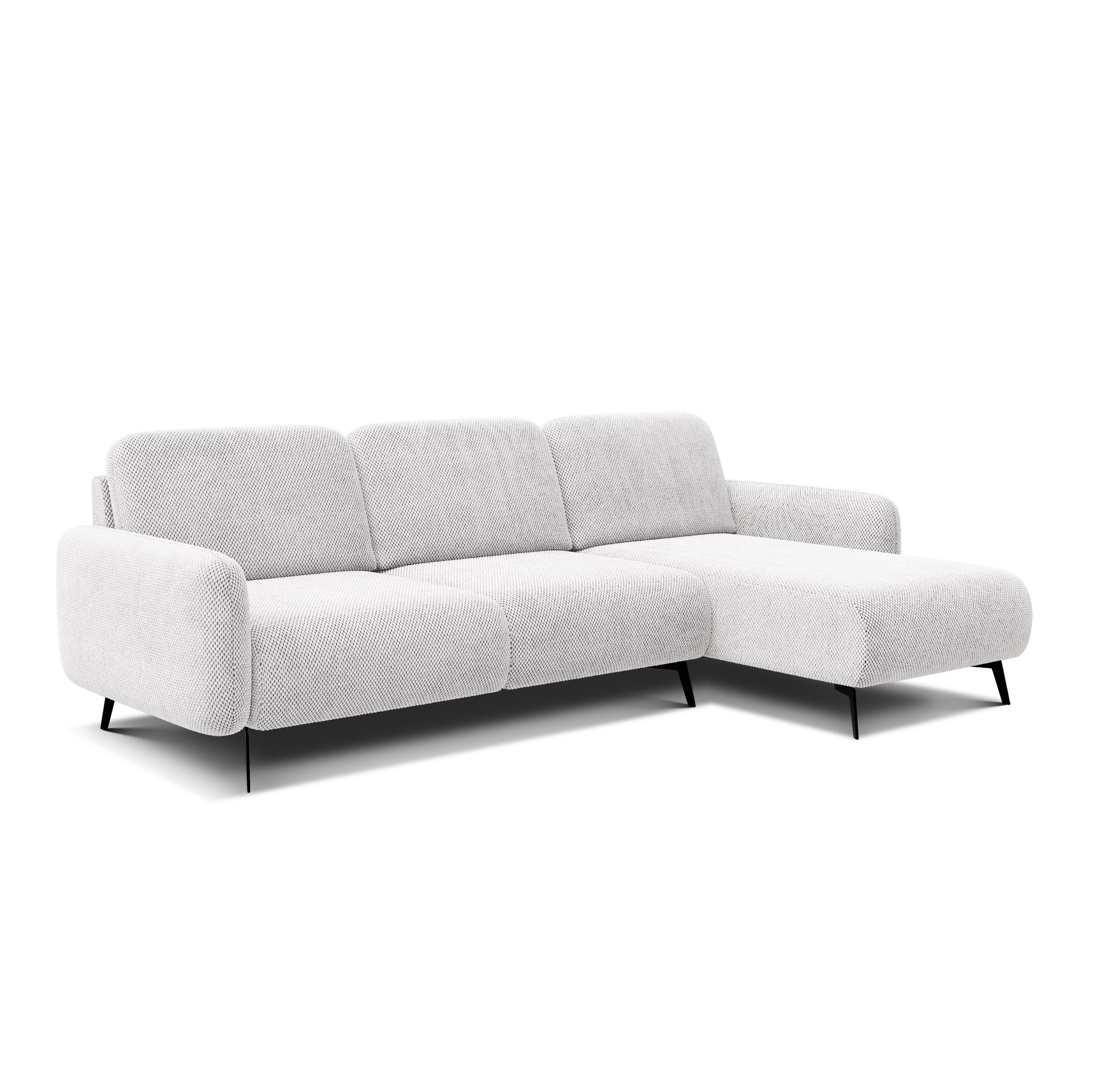 ECKSOFA FEBE 4-Sitzer rechts, creme - Creme/Schwarz, Holz/Textil (264/157cm) - Wozimo