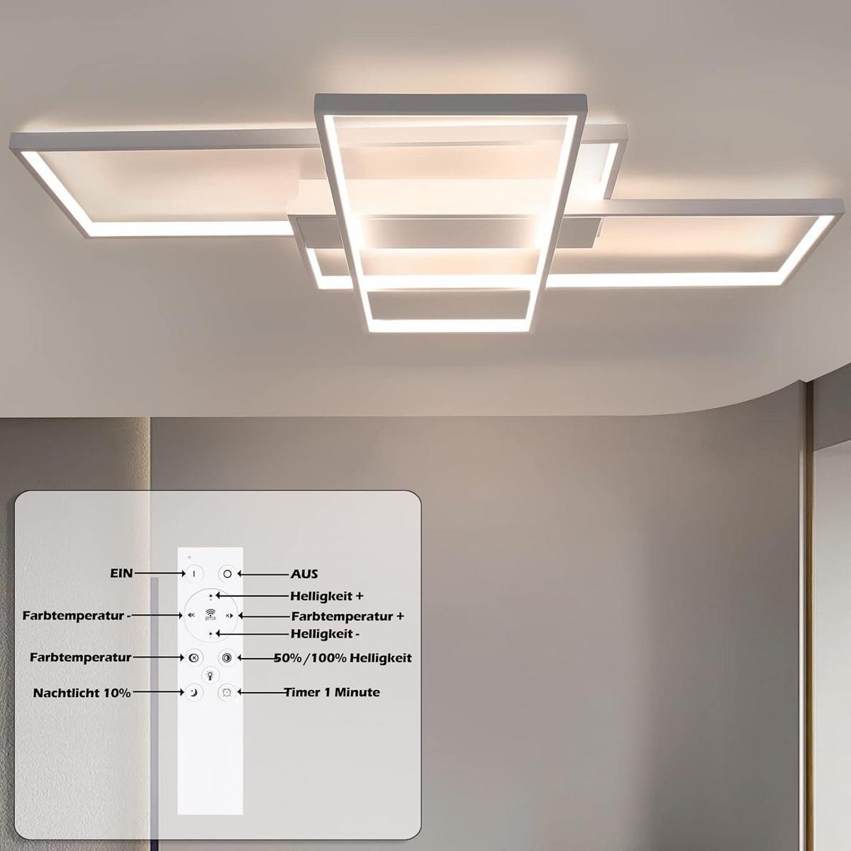 LED-DECKENLEUCHTE Caroline 100/70/8 cm - Weiß, Metall (100/70/8cm) - Nettlife