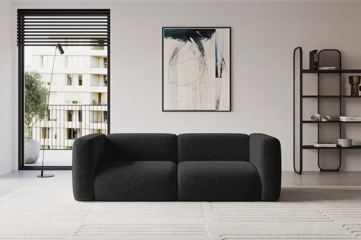 MODULARES Sofa 2-SITZER MIRA-S1 228x89x70 Schwarz cm Velours - Schwarz, Holzwerkstoff/Kunststoff (228/70/89cm) - ALTDECOR