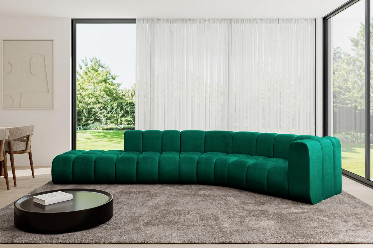 ECKSOFA modulares Sofa Tilmo-L1 - 399x194x70 cm Grün - Dunkelgrün, Holzwerkstoff/Textil (399/194cm) - ALTDECOR