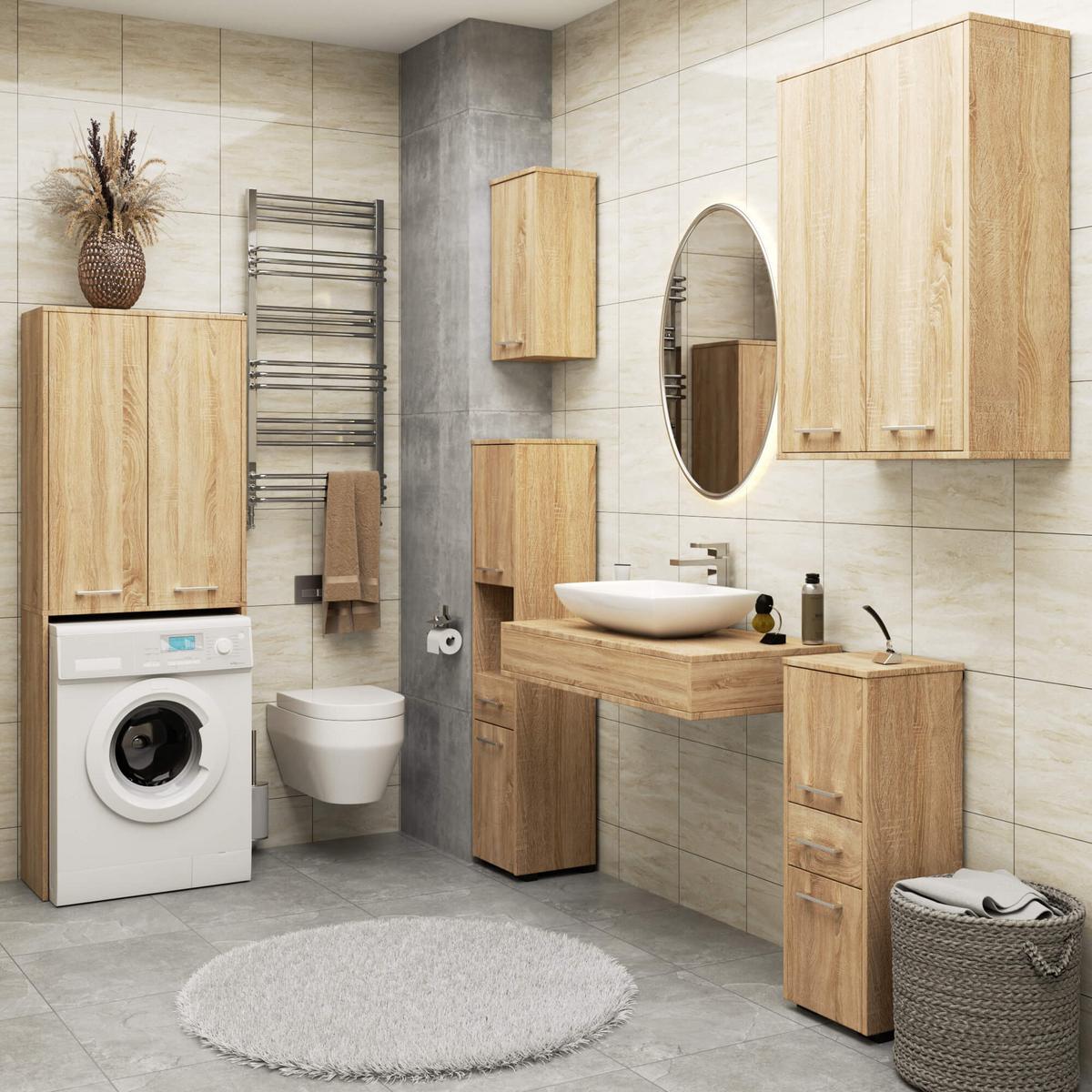BADKOMMODE Eiche Sonoma 180/64/30 - Sonoma Eiche, Holzwerkstoff (64/180/30cm) - RAUMHIRSCH FURNITURE