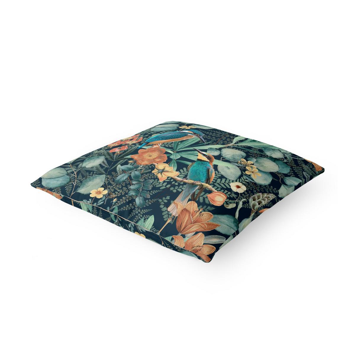 KISSENBEZUG Blumenparadies Eisvogel und Kolibri 40/40 cm - Grün, Textil (40/40cm) - Bilderwelten