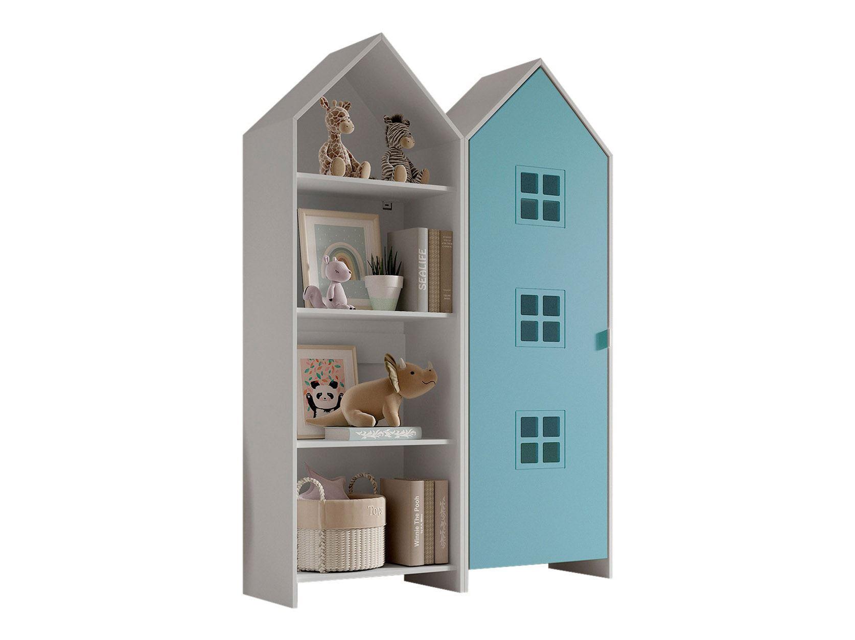 REGALSCHRANK Set Kania 115x37x171 MDF Weiß /Blau - Blau/Weiß, Holzwerkstoff (115/171/37cm) - 58aufmkessel