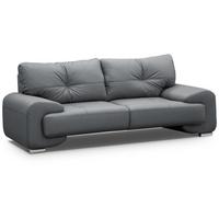SOFA 3-SITZER Omega grau - Chromfarben/Grau, Leder/Metall (225/88/98cm) - Beautysofa
