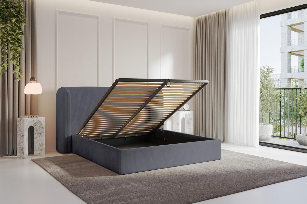 POLSTERBETT mit Bettkasten und Lattenrost, Bett mit Matratze H3/H4 - ESTI 180x200 Dunkelgrau - Dunkelgrau, Holzwerkstoff/Textil (180/200cm) - ALTDECOR