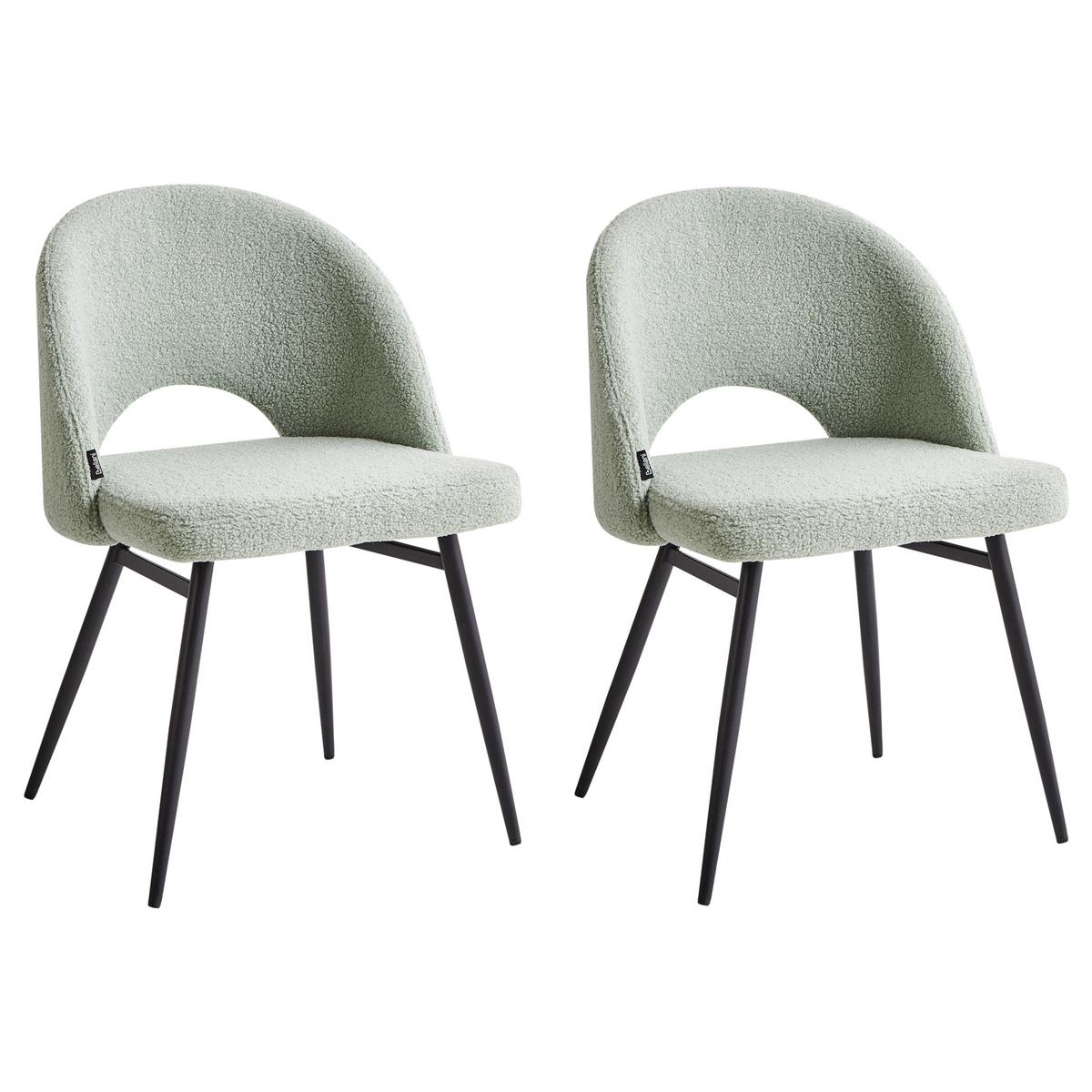 ESSZIMMERSTUHL 2er-Set Bouclé Hellgrün Onaga - Hellgrün, Textil (52/77/56cm) - Beliani