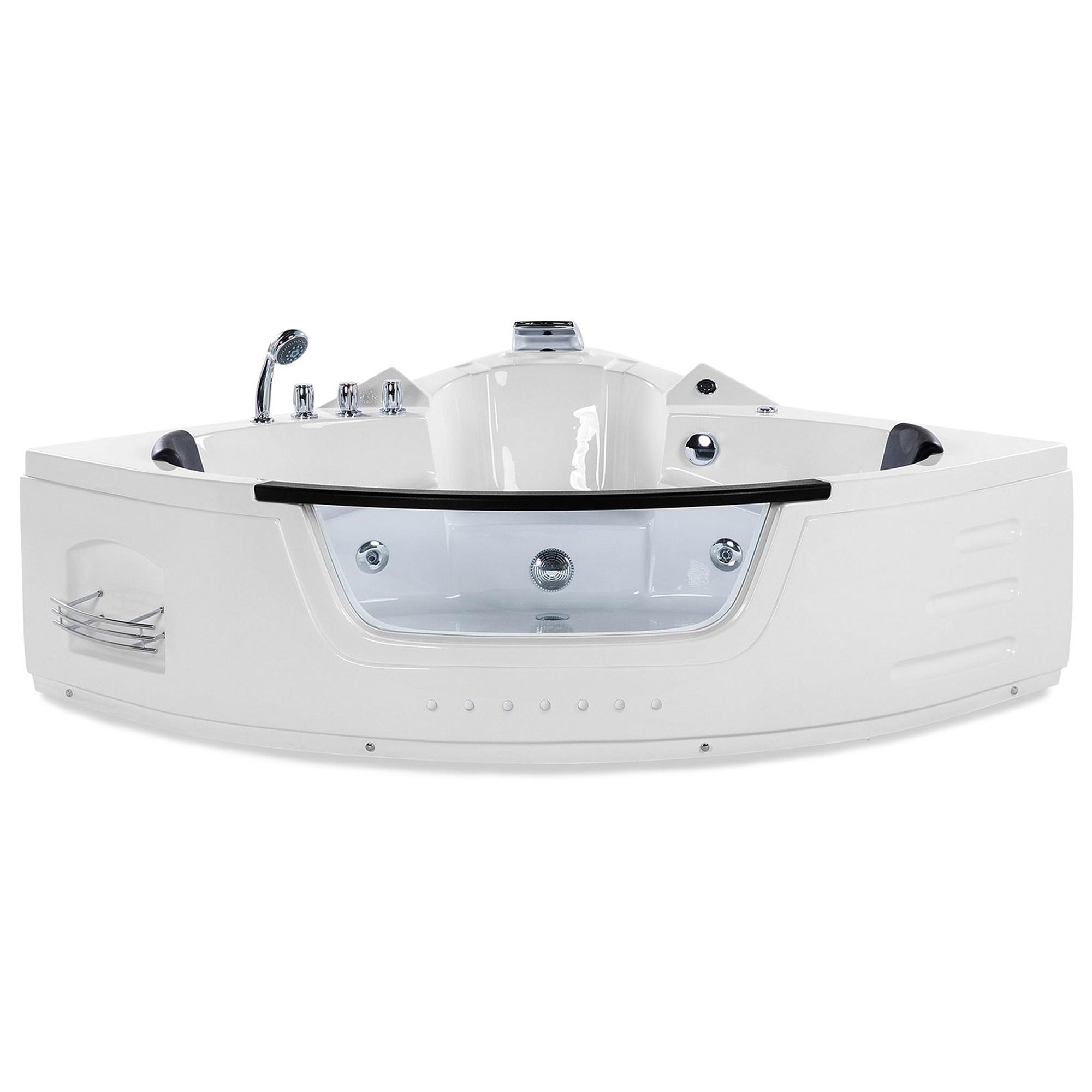 WHIRLPOOL-BADEWANNE mit LED 155x214x60 cm weiß Martinica - Weiß, Kunststoff (155/60/214cm) - Beliani