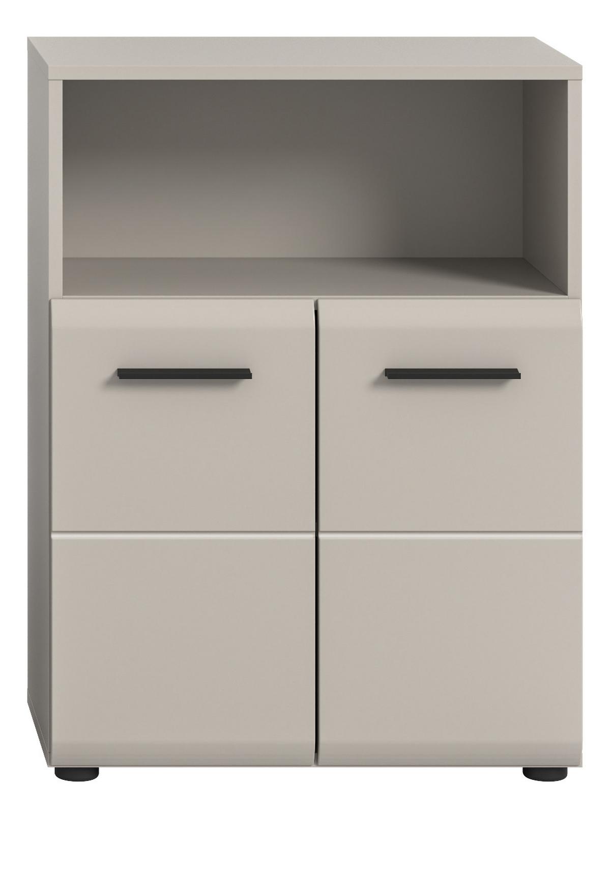 BADKOMMODE Kaschmir 60 x 80 cm, Badezimmer Kommode 2-türig - Kaschmir/Schwarz, Holzwerkstoff/Kunststoff (60/80/30cm) - Inn.Furn