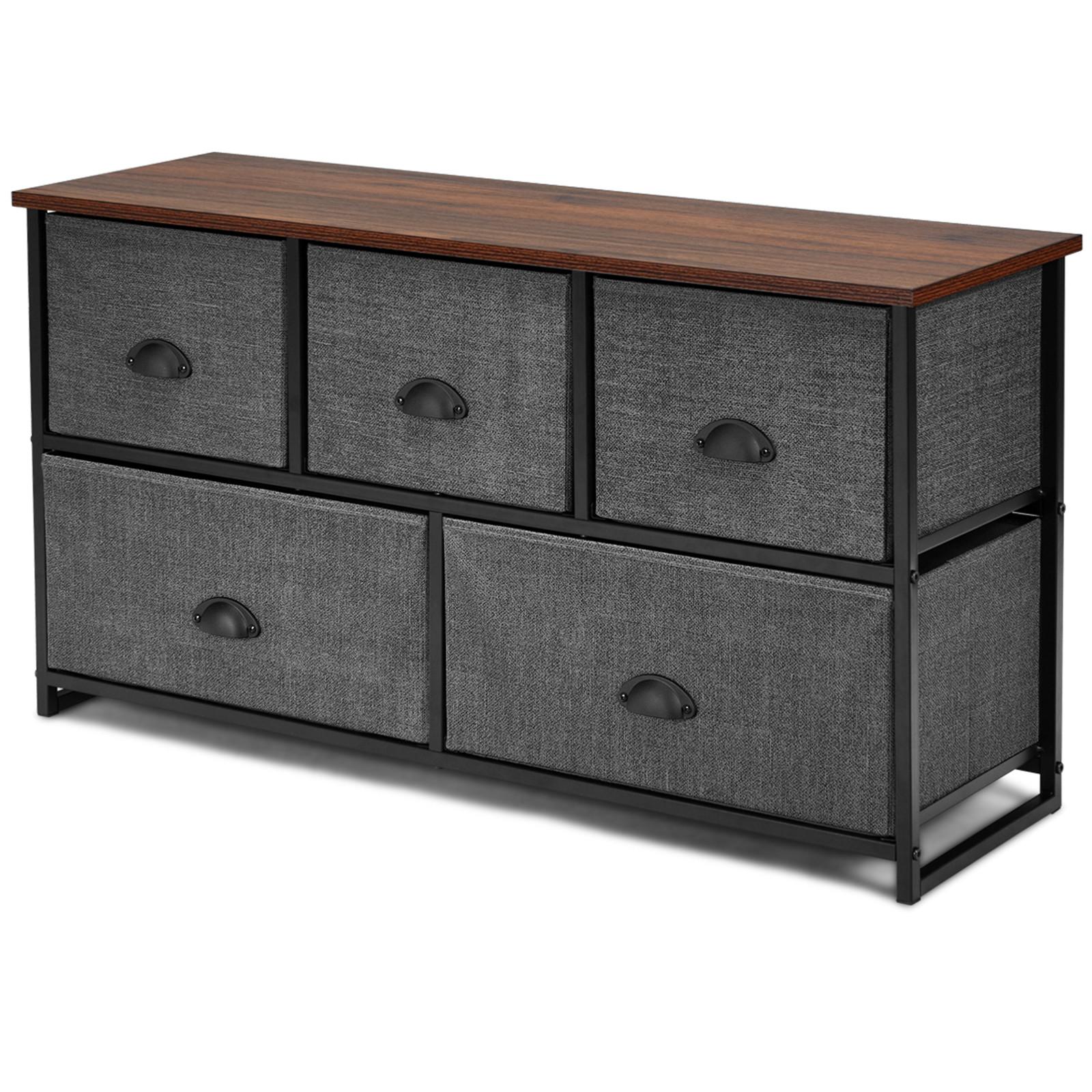 SCHUBLADENKOMMODE aus Stoff Schwarz - Schwarz, Holz (100/54/30cm) - COSTWAY