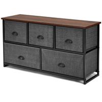 SCHUBLADENKOMMODE aus Stoff Schwarz - Schwarz, Holz (100/54/30cm) - COSTWAY