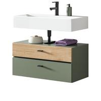 WASCHBECKENUNTERSCHRANK grün, Eiche Evoke 75 cm, Badschrank hängend - Eichefarben/Grün, Holzwerkstoff/Kunststoff (75/35/35cm) - Inn.Furn