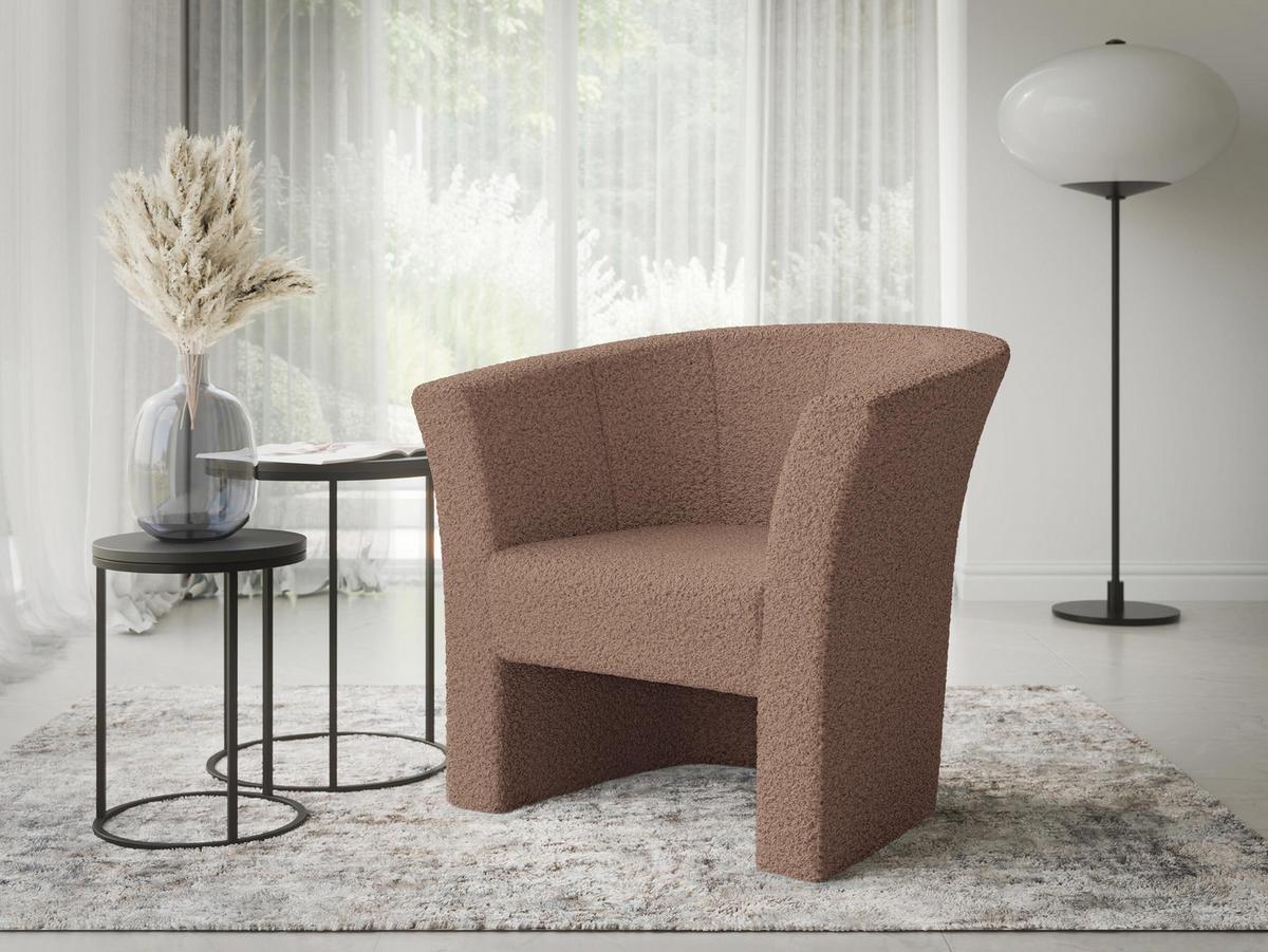 SESSEL Niko Boucle - Schwarz/Rosa, Holzwerkstoff/Kunststoff (71/76/65cm) - MIRJAN24