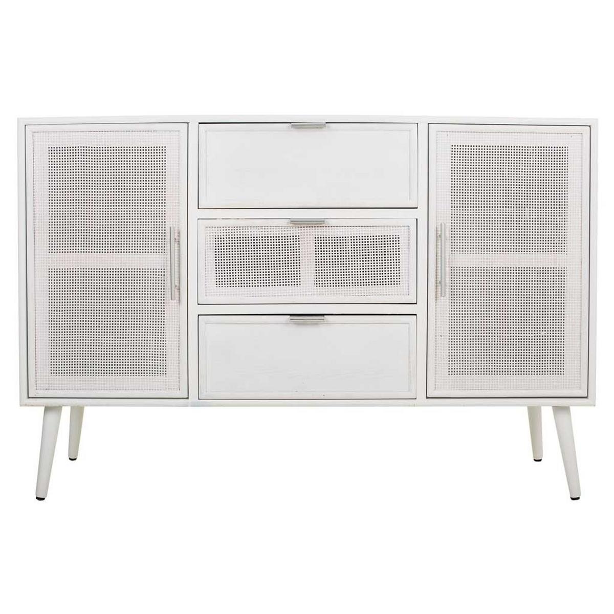 SIDEBOARD aus Holz und Gitter, Weißes, 120x41x81 - Weiß, Holz (120/81/40.5cm) - Wanderlust