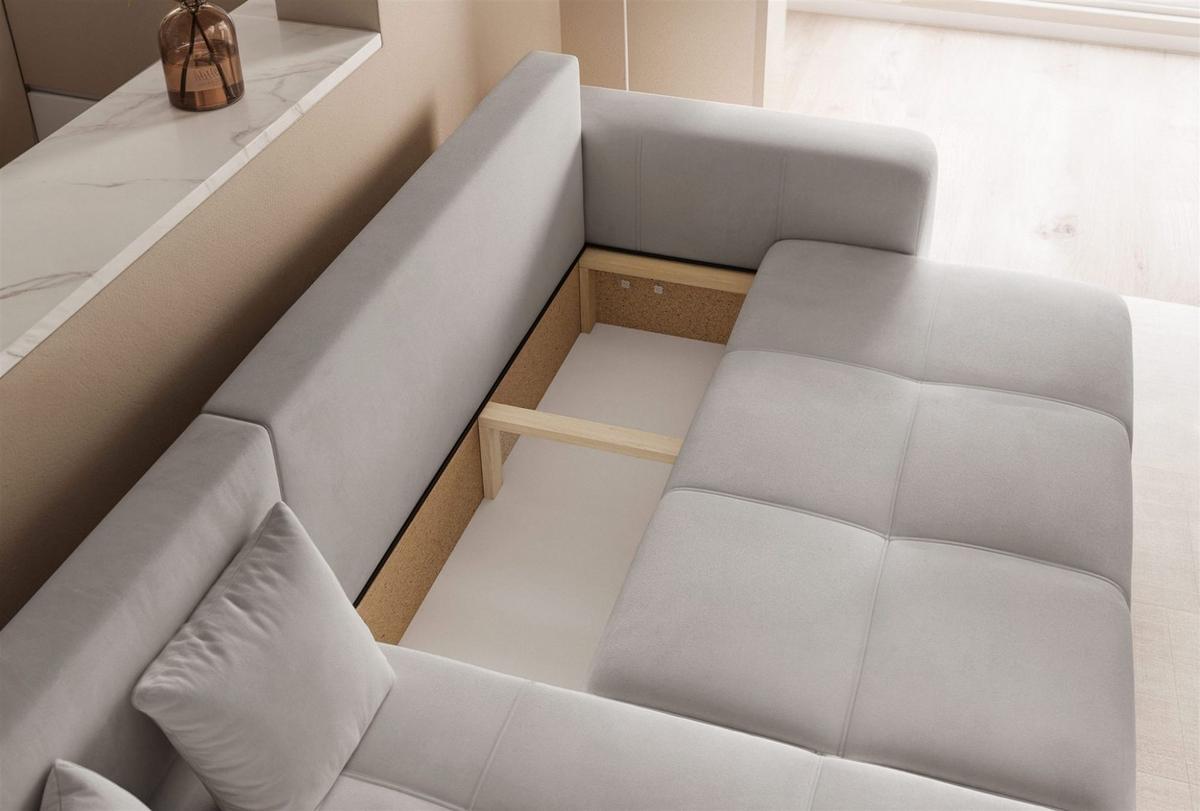 ECKSOFA Leros Mit Schlaffunktion - Hellgrau, Holzwerkstoff/Textil (248/145cm) - Fun Möbel