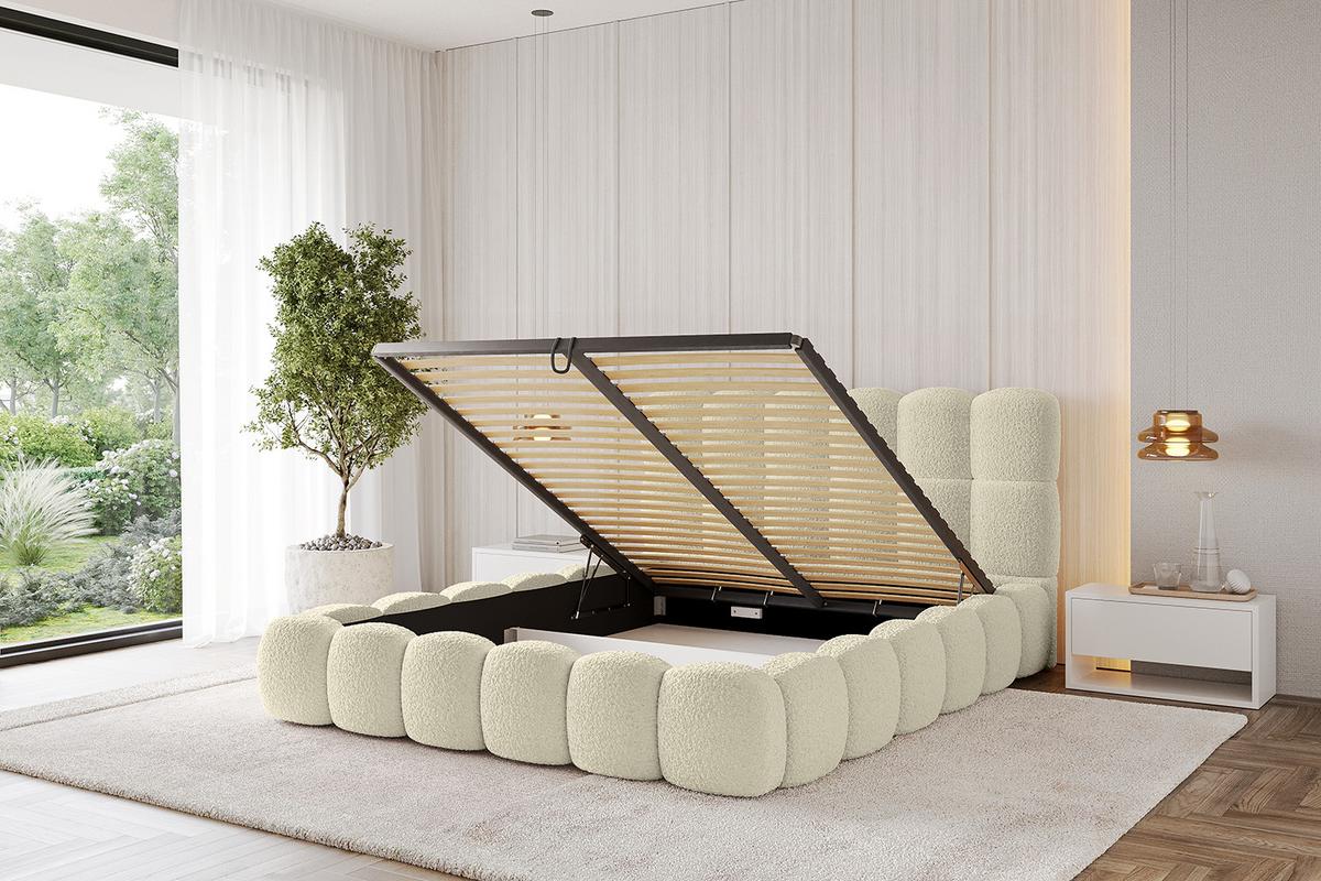 POLSTERBETT mit Bettkasten und Lattenrost, Boxbett ohne Matratze - LEYA 160x200 Beige - Taupe, Holzwerkstoff/Textil (160/200cm) - ALTDECOR
