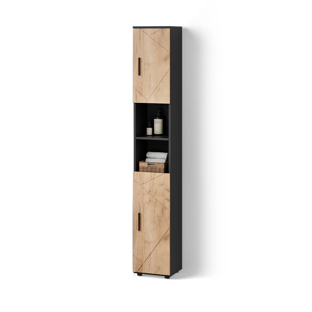 BADSCHRANK Ronco Goldkraft Eiche/Anthrazit 30 x 192 cm - Honigeiche/Anthrazit, Holzwerkstoff (30/192/30cm) - Livinity®