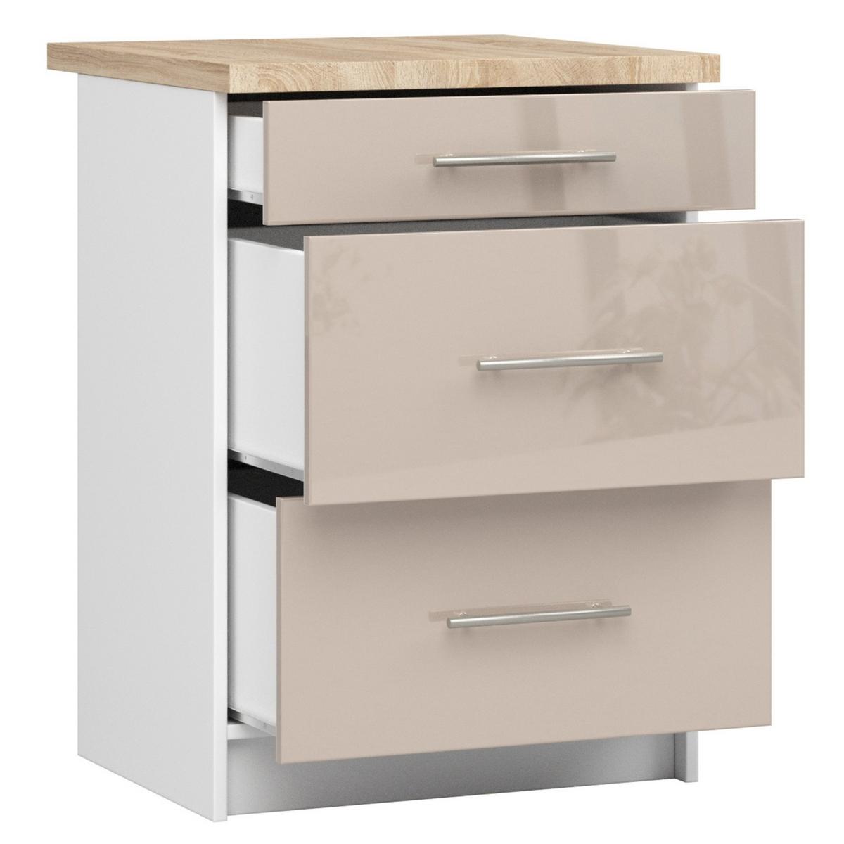 UNTERSCHRANK Weiß, Cappuccino Glanz 85/60/46 - Weiß/Cappuccino, Holzwerkstoff (60/85/46cm) - RAUMHIRSCH FURNITURE