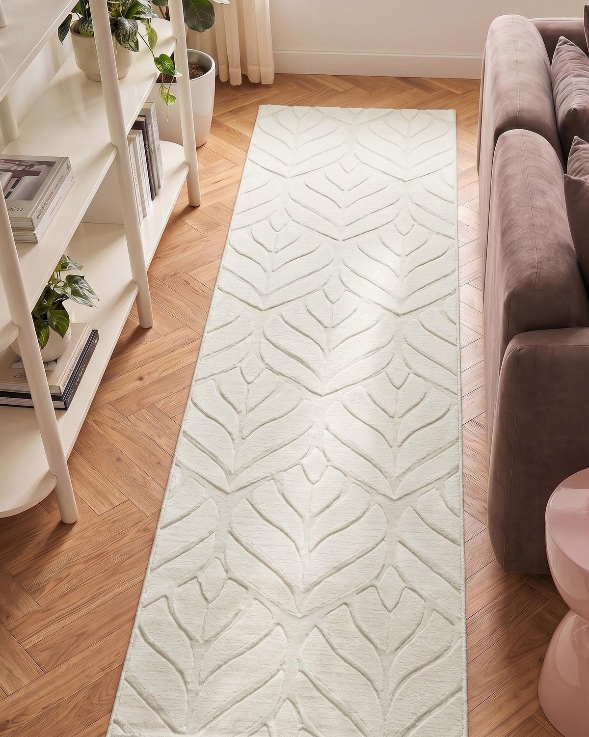 KUNSTFELLTEPPICH Cremeweiß 80/300 cm Mitchell - Creme/Weiß, Kunststoff (80/300cm) - Beliani
