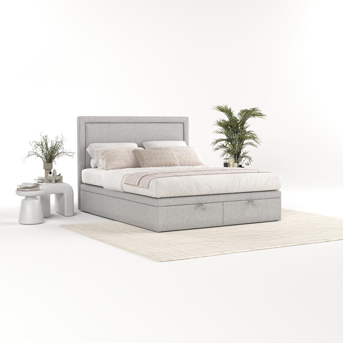 POLSTERBETT Salma mit Stauraum 160/200 cm Grau im Megan Stoff - Schwarz/Grau, Holz/Holzwerkstoff (160/200cm) - AltaBeds