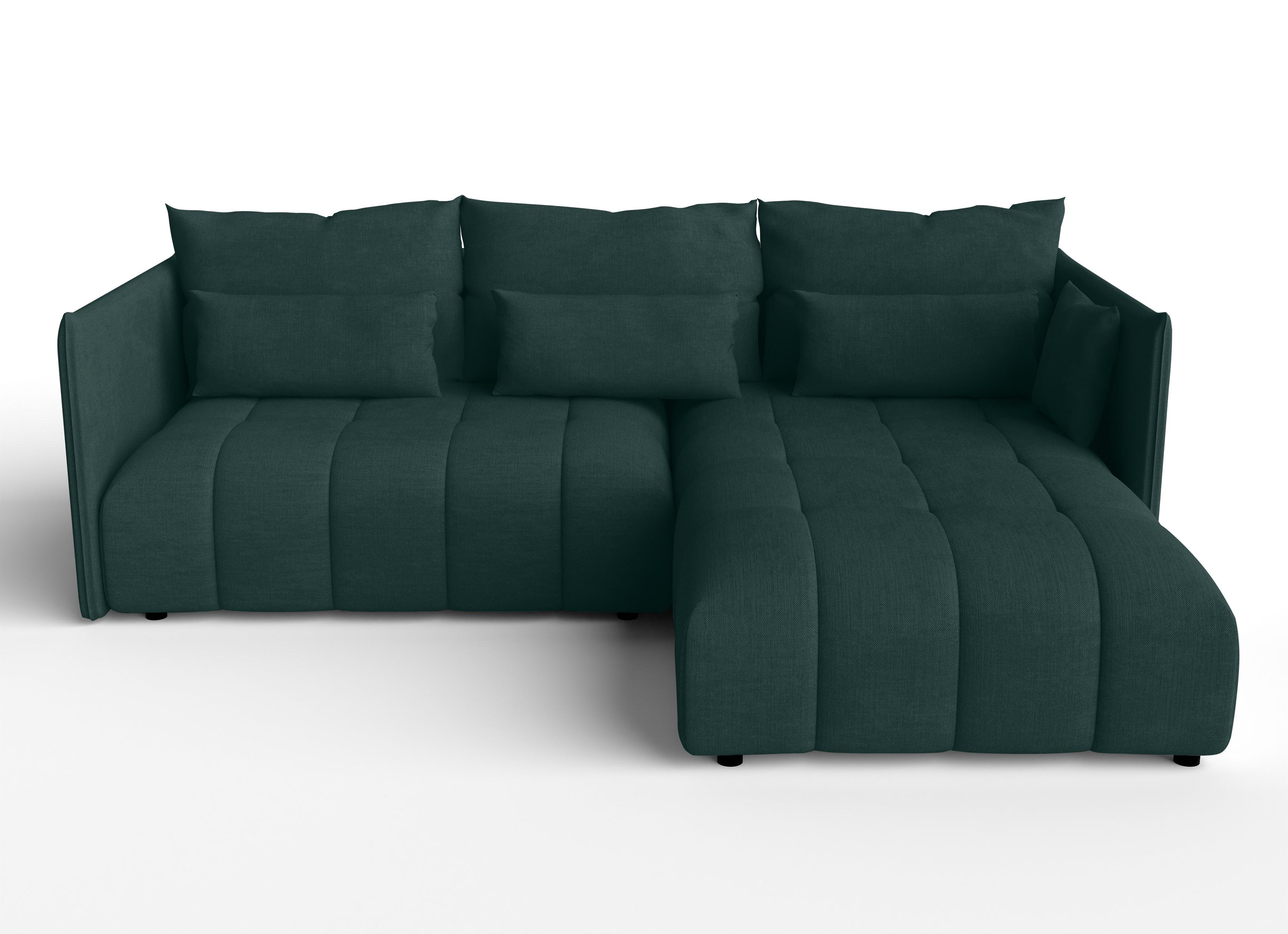 ECKSOFA L Form Cosmova Grün 248/180/83 cm mit Schlaffunktion - Schwarz/Grün, Kunststoff/Textil (248/180cm) - AX Living