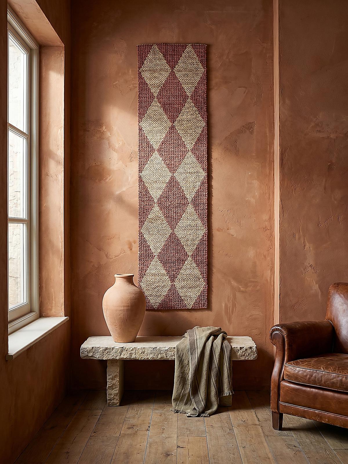 JUTETEPPICH BAIN, mit Rautenmuster, Terrakotta, 60 x 230 cm - Rot, Textil (230/60cm) - KADIMA DESIGN