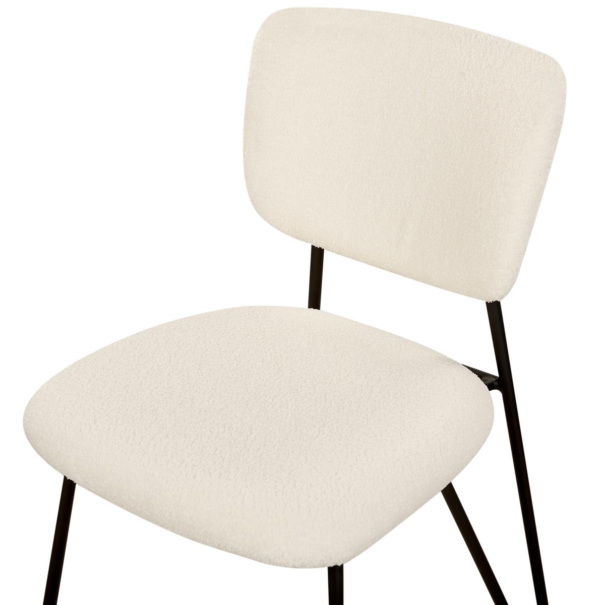 ESSZIMMERSTUHL 2er-Set Bouclé cremeweiß Nelko - Schwarz/Weiß, Textil (50/81/51cm) - Beliani
