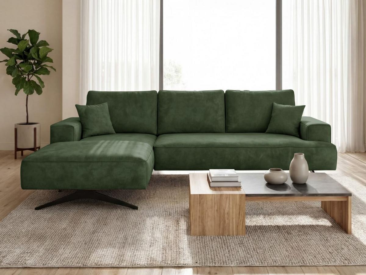 ECKSOFA Leto Grün Links - Schwarz/Grün, Holz/Textil (260/165cm) - Graingold