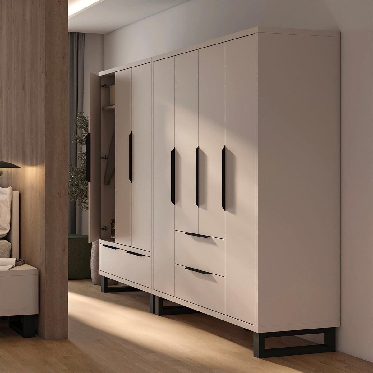 KLEIDERSCHRANK 4 Türen Eden Kaschmir - Kaschmir, Holzwerkstoff (190.7/210.3/60cm) - Petits-meubles