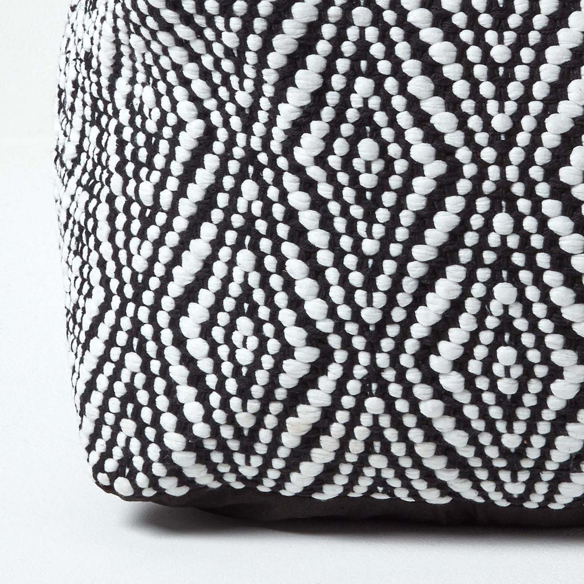 SITZPOUF Trance schwarz-weiß gemustert, 60/60/30 cm - Schwarz, Textil (60/30/60cm) - Homescapes