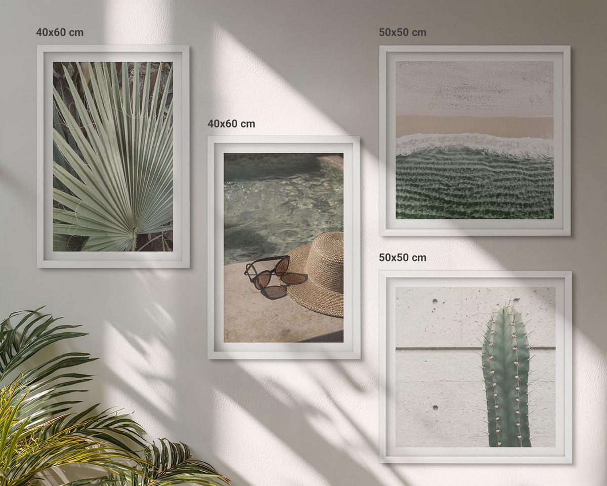 BILDER SET 4er Set - 50x50 cm & 40x60 cm Weißer Rahmen - Zubehör für tropische Pflanzen - Weiß, Kunststoff (50/50cm) - TULUP