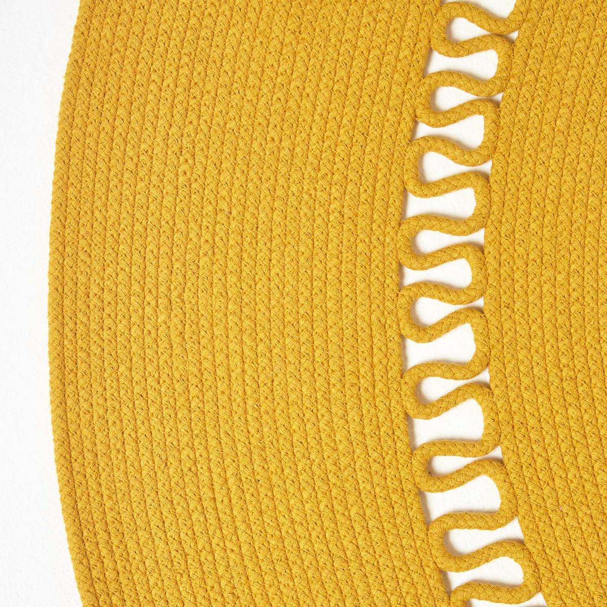 TEPPICH geflochten rund mit Häkel-Muster 150 cm - Currygelb, Textil (150/150cm) - Homescapes