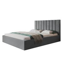 BETT 90x200 - Polsterbett mit Bettkasten und Metallrahmen - Modern Betten - Weicher Jasminstoff - Kollektion Sapporo - Grau - Grau, Holz/Textil (90/200cm) - Alpi-Möbel
