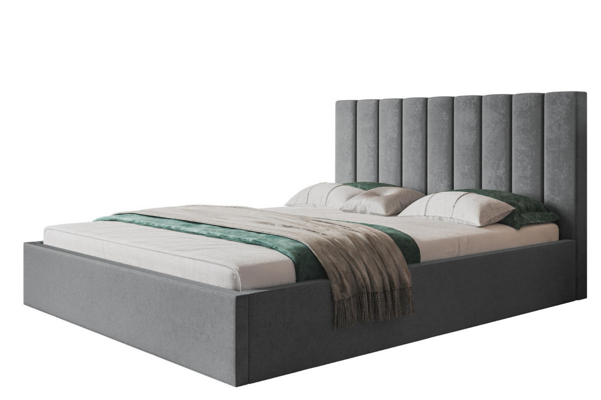 BETT 140x200 - Polsterbett mit Bettkasten und Holzrahmen - Modern Betten - Weicher Jasminstoff - Kollektion Sapporo - Grau - Grau, Holz/Textil (140/200cm) - Alpi-Möbel