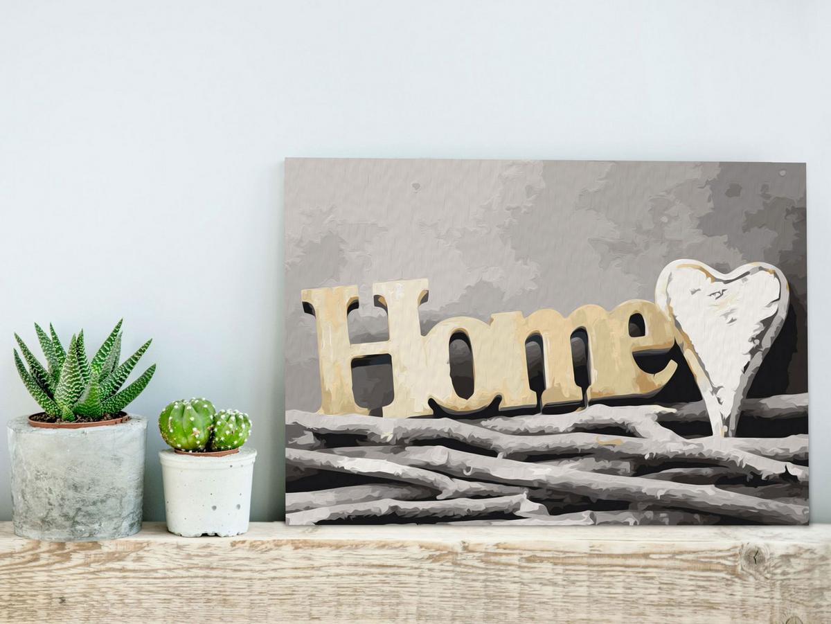 MALEN NACH ZAHLEN 50/40 cm - Beige/Grau, Textil (1.4/40cm) - KUNSTLOFT
