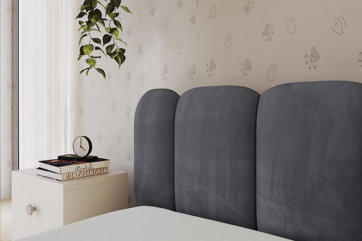 EINZELLBETT Jugendbett mit Bettkasten, Rechts - AVRY 80x200 Dunkelgrau - Titanfarben, Holzwerkstoff/Textil (80/200cm) - ALTDECOR