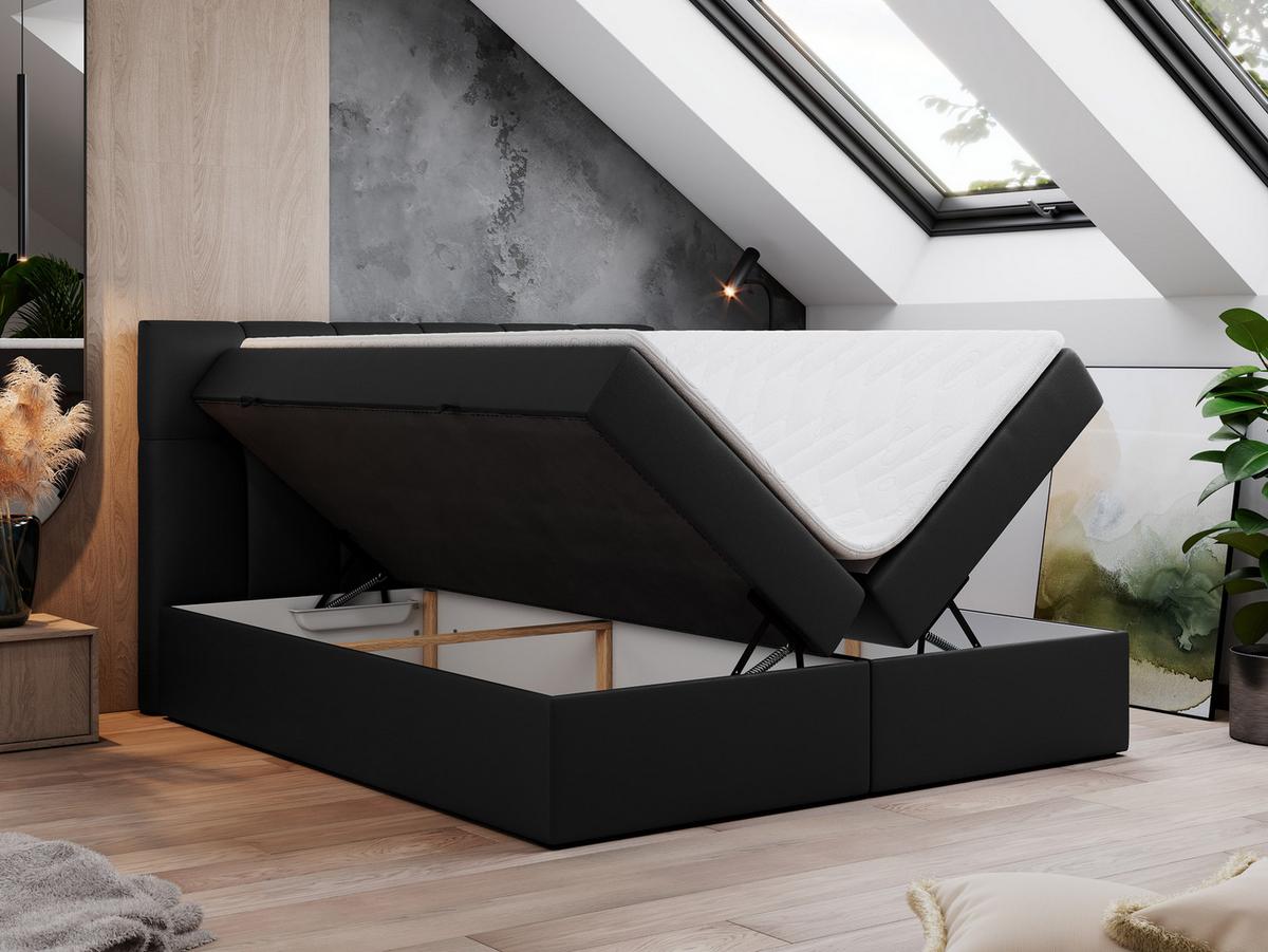 BOXBETT RICO 200/200 Schwarz Kunstleder - H4 - Schwarz, Holz/Textil (200/200cm) - MKS