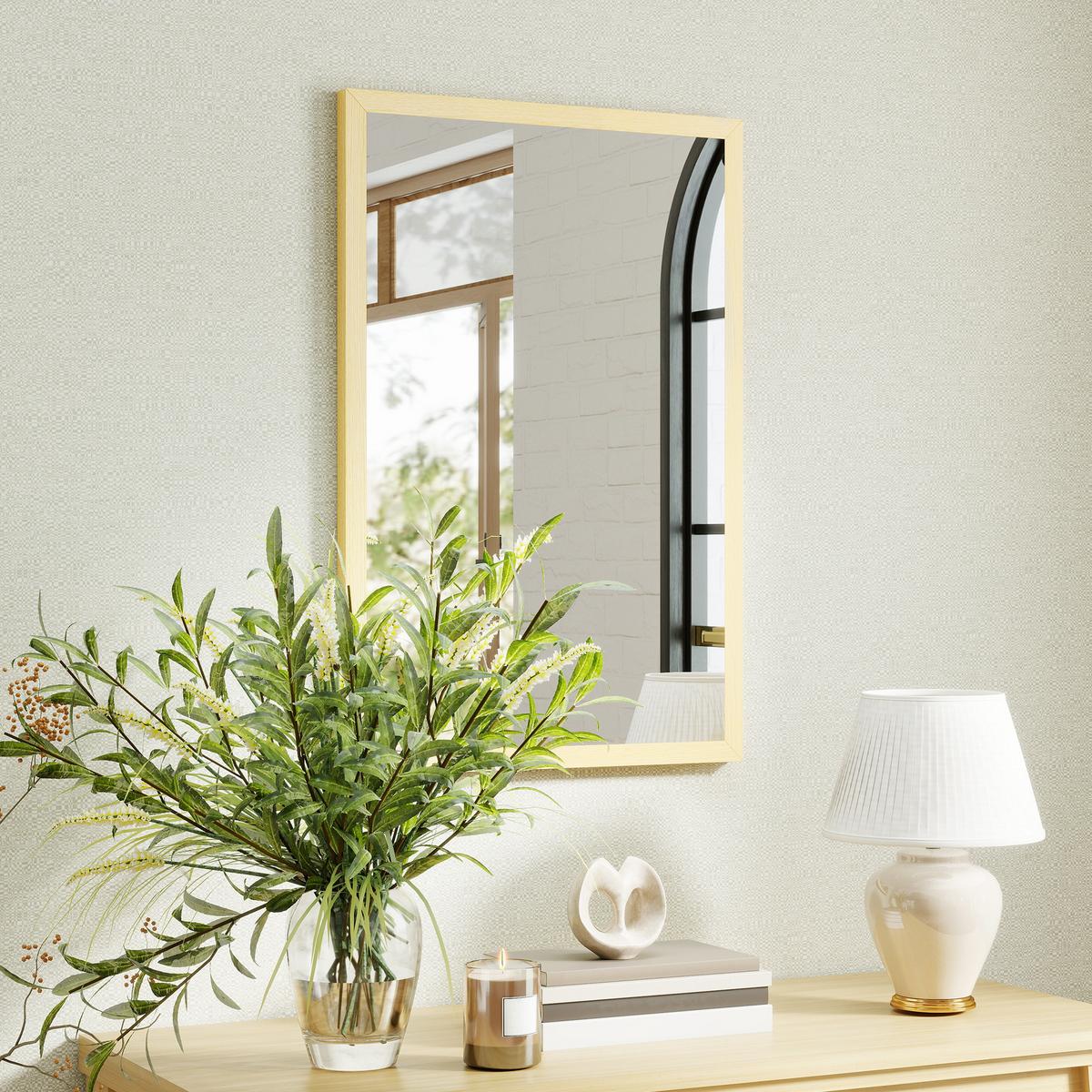 RECHTECKIG Spiegel Dekorativ 40 x 60 cm - Naturfarben, Holzwerkstoff (2/60/40cm) - HOMCOM