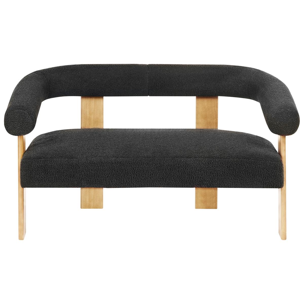 SOFA-SET Bouclé Schwarz/Hellbraun Ilbro - Schwarz/Braun, Textil (138/76/68cm) - Beliani