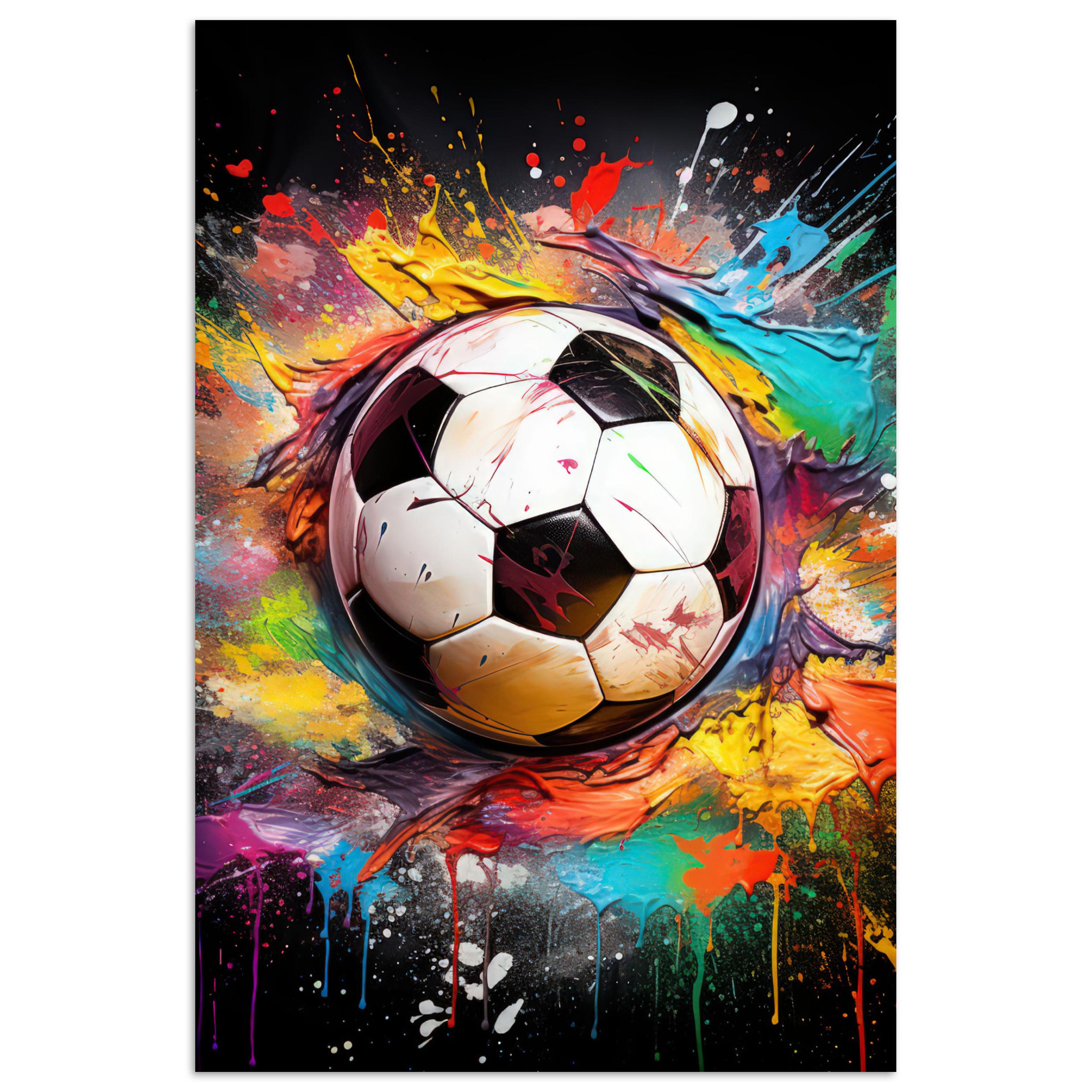 POSTER Fußball - Farbe - Farben - Schwarz - Weiß Wandbild Schlafzimmer 80x120 cm - Weiß, Papier (80/120/0.1cm) - MuchoWow