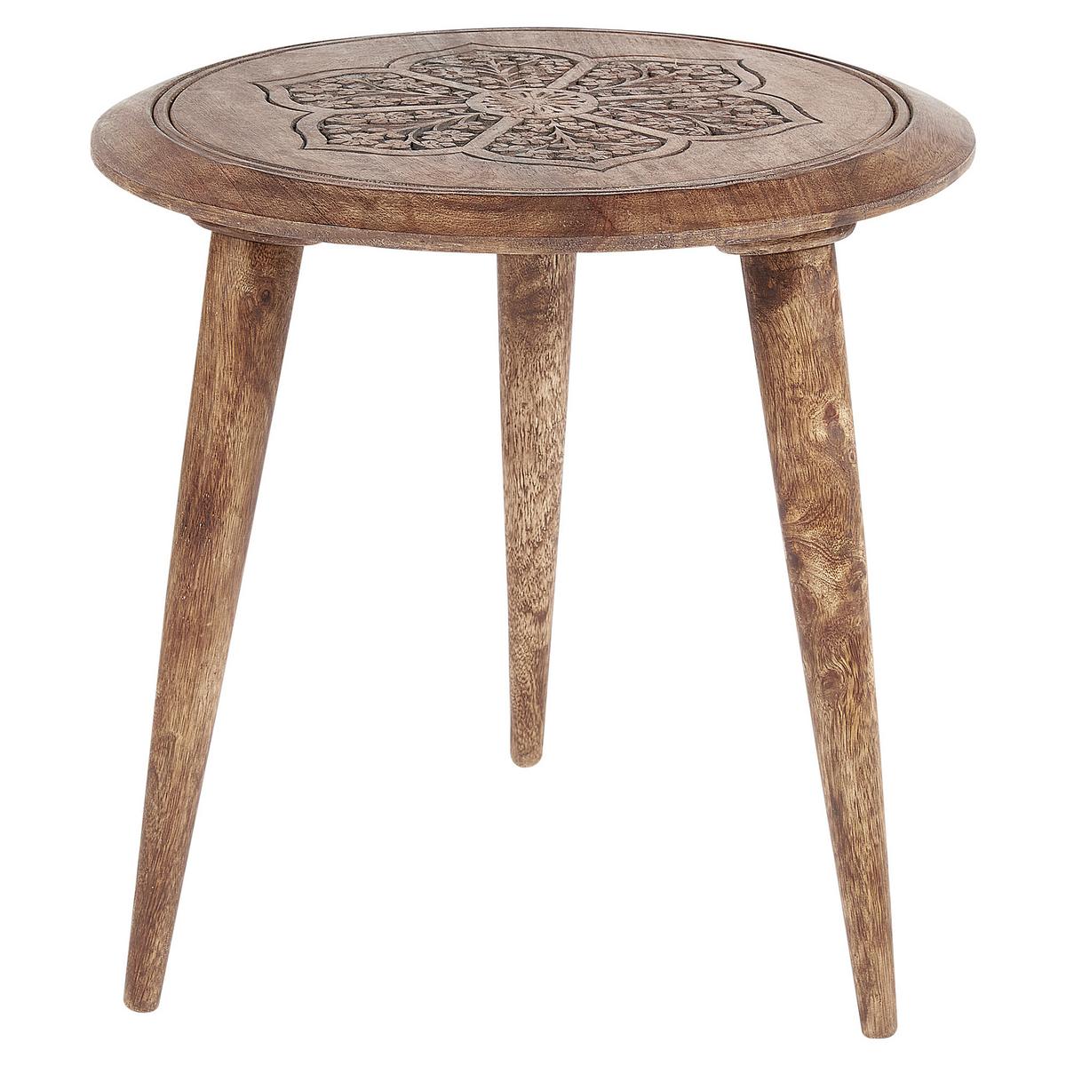 BEISTELLTISCH 2er-Set Mangoholz dunkelbraun rund Turua - Dunkelbraun, Holz (38/36/38cm) - Beliani