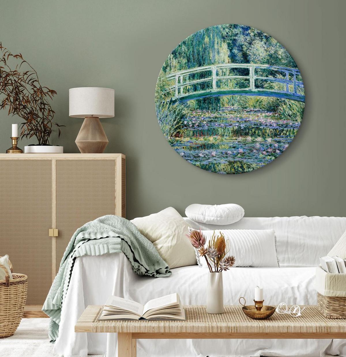 RUNDES BILD Grün 40/40 cm - Blau/Grün, Textil (40/40cm) - KUNSTLOFT