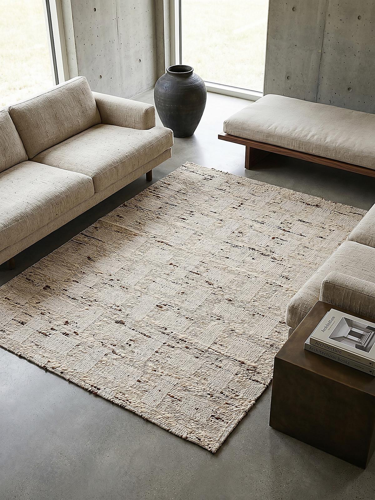 WOLLTEPPICH handgewebt ELIN, geometrisch, Natur, 140 x 200 cm - Beige, Textil (200/140cm) - KADIMA DESIGN