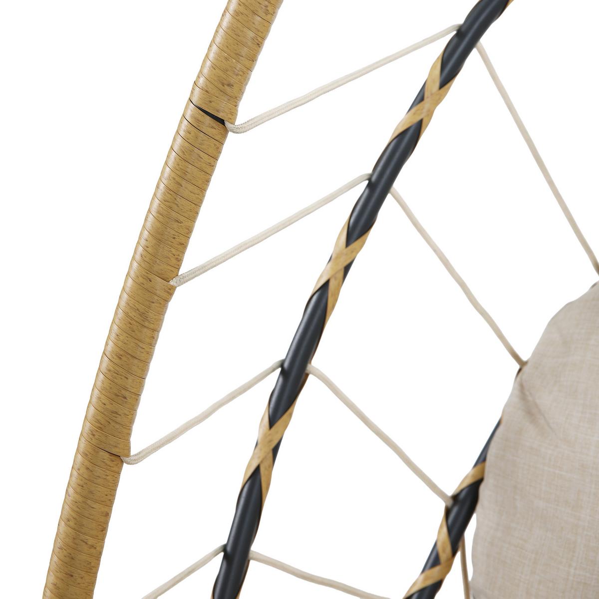HÄNGESESSEL Mykonos mit stabiler Stahlrahmen, 109 cm, Beige - Beige, Metall (109/192/124cm) - Beautysofa