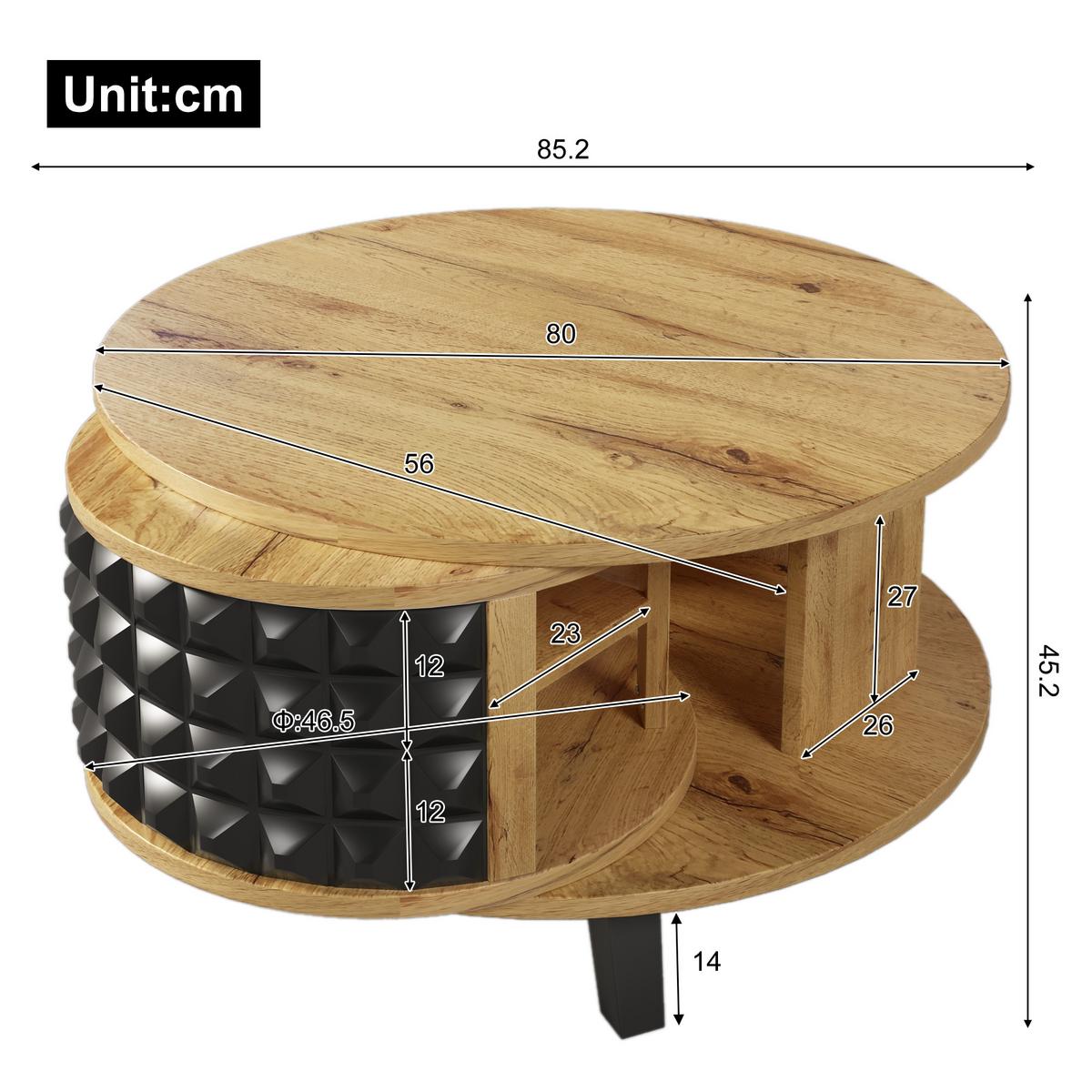 COUCHTISCH Holz und Schwarz 85,2/80/45,2 cm - Braun, Holzwerkstoff (85.2/80/45.2cm) - Urban Meuble